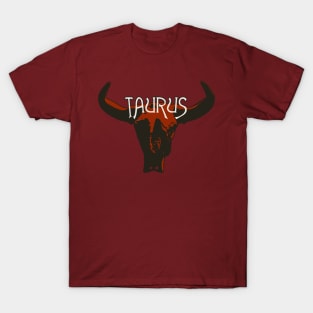 Red Taurus Bull Skull for Astrological Zodiac Sign T-Shirt
